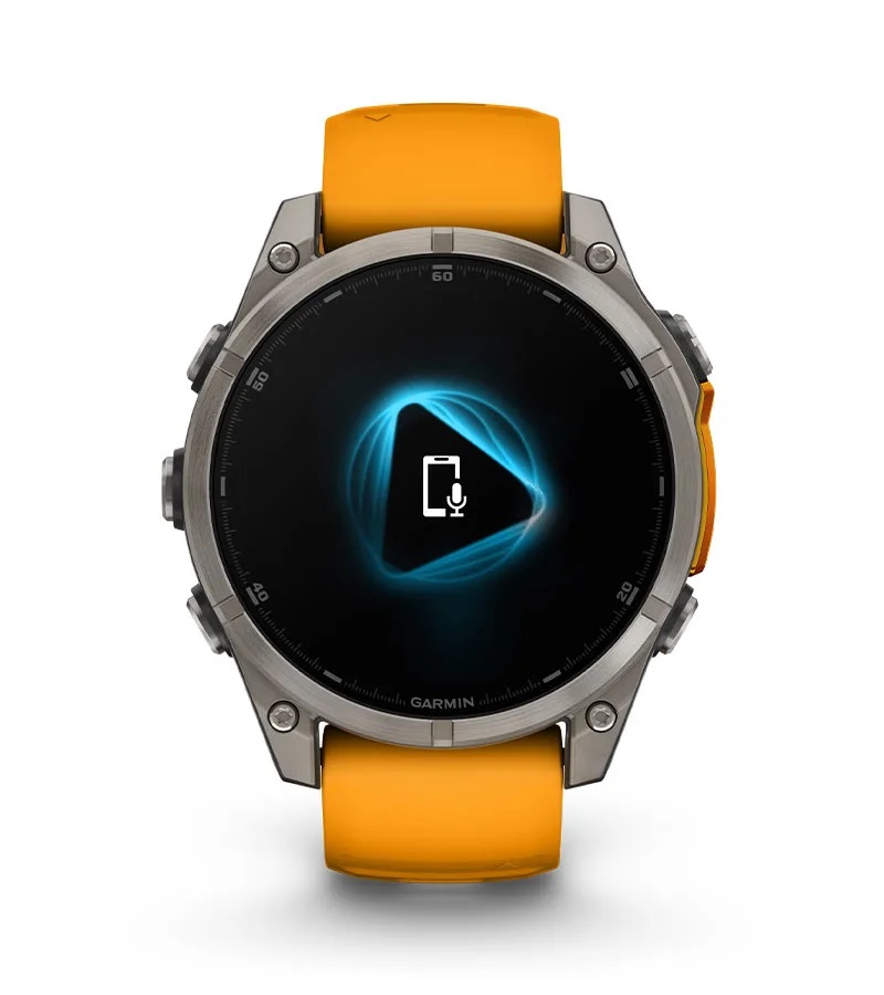 Умные часы Garmin Fenix 8, 47 мм, AMOLED, Sapphire Titanium with spark orange/graphite silicone band